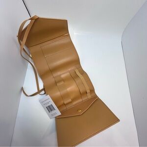 Tan Vegan Faux Leather Travel Tech Accessories Fold-Up Wallet Bag